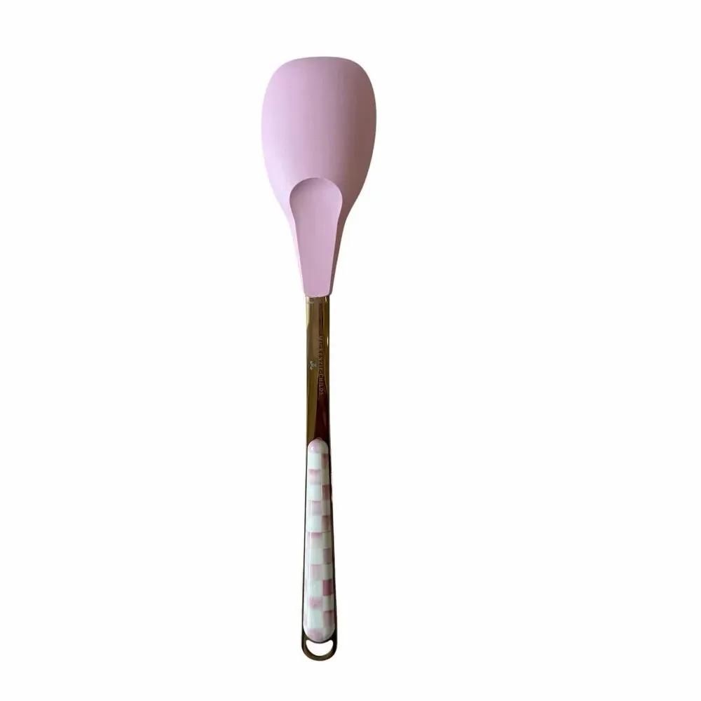 MacKenzie-Childs Rosy Check Spoon 12in Pink & White Coquette Kitchen NEW